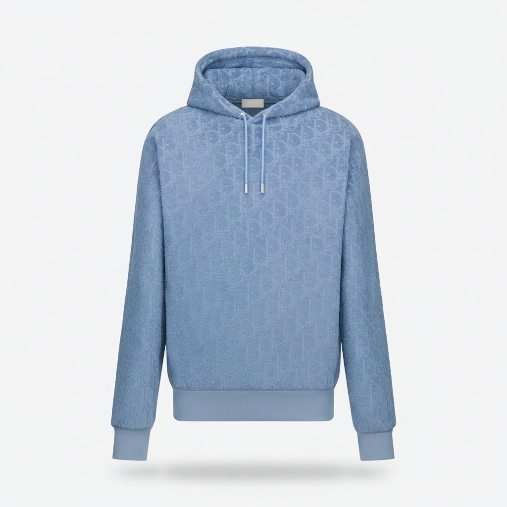 Dior Oblique Hooded Sweatshirt "Sky Blue Cotton Fleece"