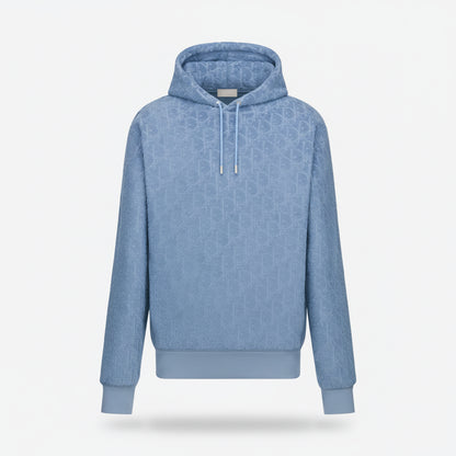 Dior Oblique Hooded Sweatshirt "Sky Blue Cotton Fleece"