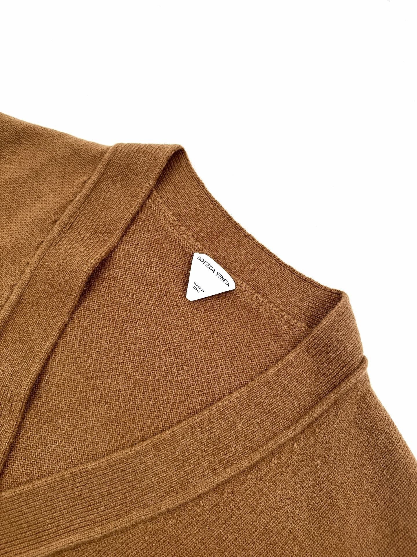Bottega Veneta Cashmere Cardigan Intrecciato "Camel Brown"