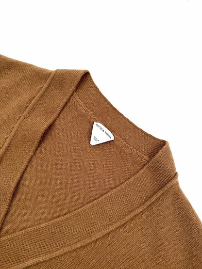 Bottega Veneta Cashmere Cardigan Intrecciato "Camel Brown"