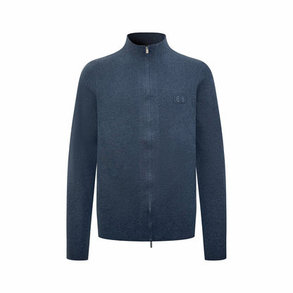 Dior CD Icon Zipped Sweater "Navy Blue Virgin Wool Punto Milano Knit"
