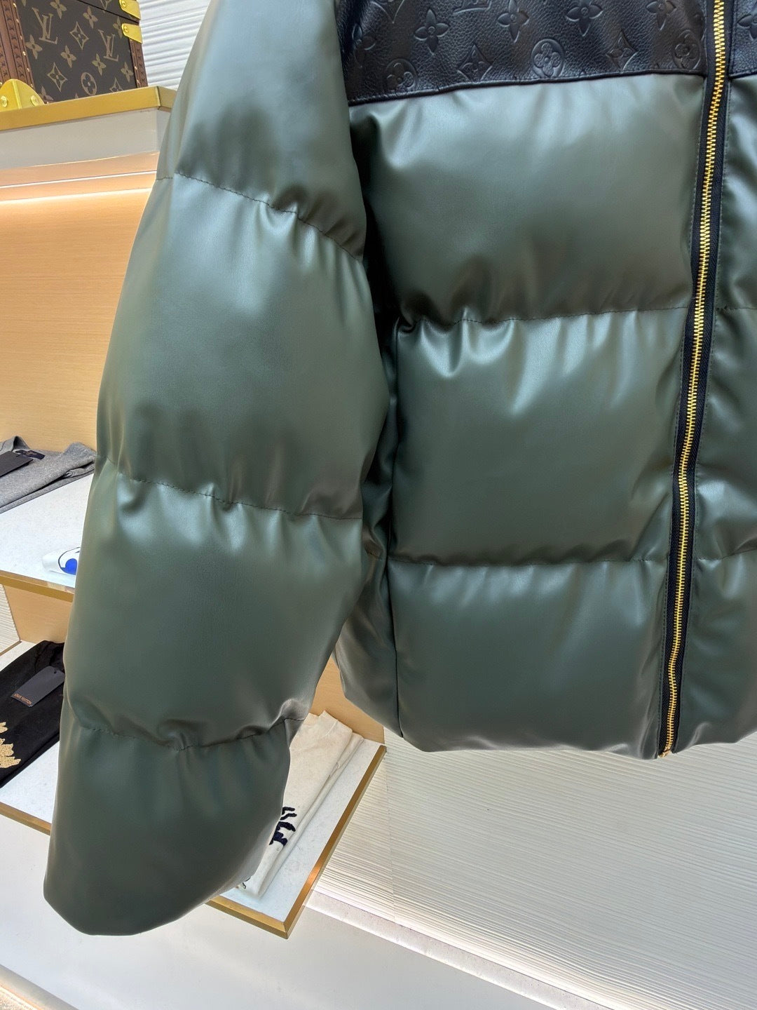 Louis Vuitton Leather Down Jacket "Dark Green"