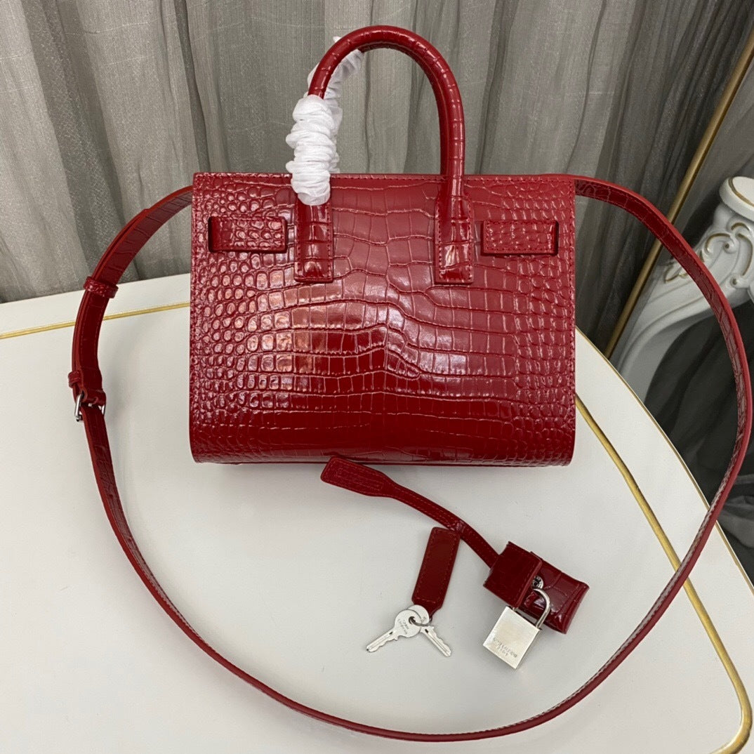 Saint Laurent Sac De Jour in Crocodile-Embossed Leather-Nano