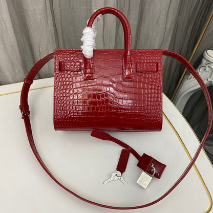 Saint Laurent Sac De Jour in Crocodile-Embossed Leather-Nano