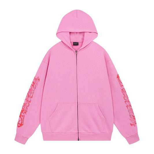 Balenciaga Zip-Up Hoodie "Pink-Red"