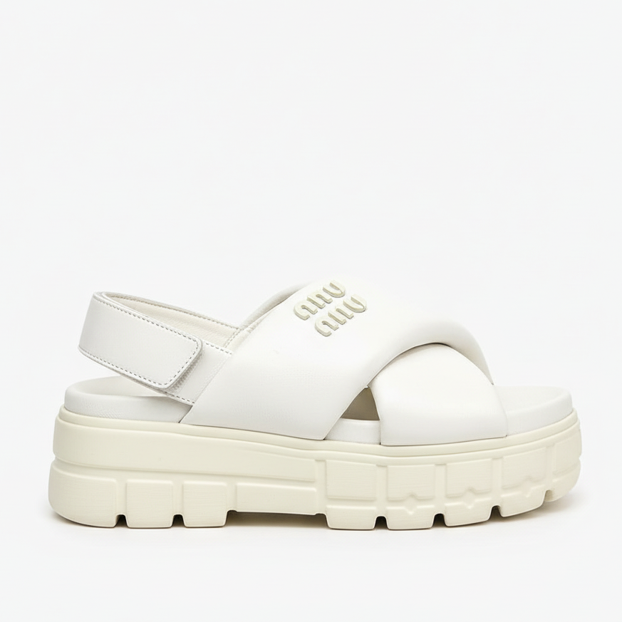 Miu Miu Leather Sandals "White"