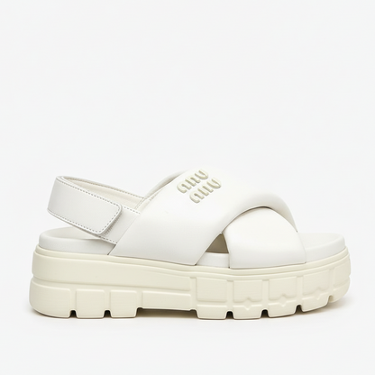 Miu Miu Leather Sandals "White"