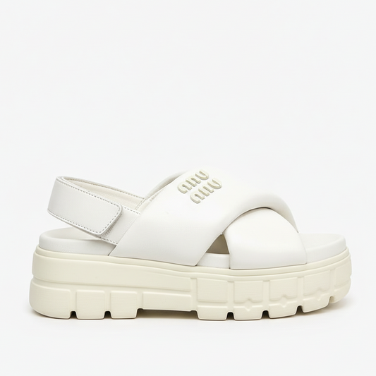 Miu Miu Leather Sandals "White"