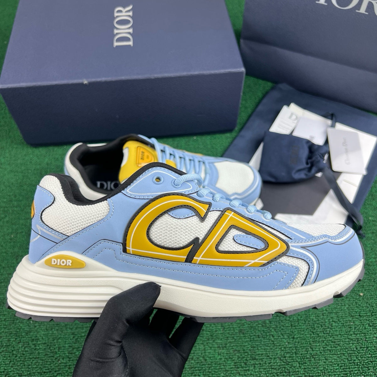 Dior B30 Countdown Sneaker "White Technical Mesh with Light Blue and Gold-Tone Technical Fabric"