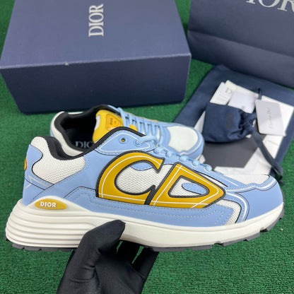 Dior B30 Countdown Sneaker "White Technical Mesh with Light Blue and Gold-Tone Technical Fabric"