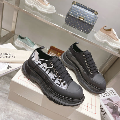 Alexander McQueen Tread Slick Low "Black-White Graffiti Logo"