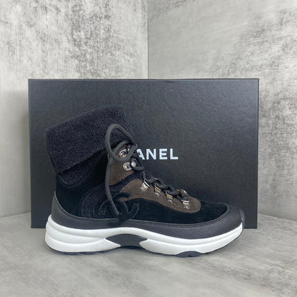 Chanel Interlocking CC Sock Sneakers "Black-Brown-White"