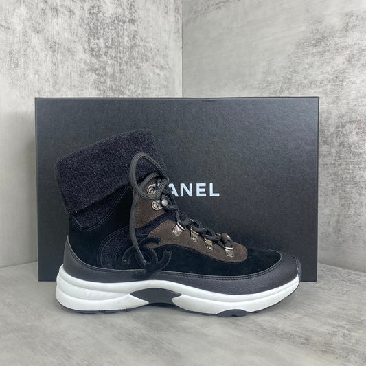 Chanel Interlocking CC Sock Sneakers "Black-Brown-White"
