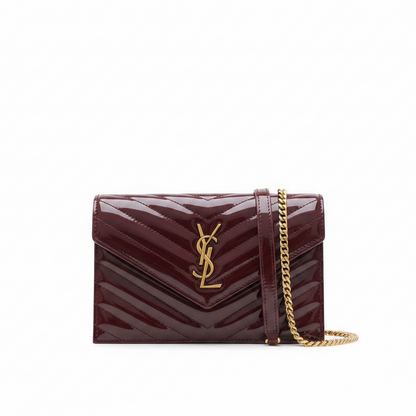 Saint Laurent Cassandre Envelope Chain Wallet in Patent Leather