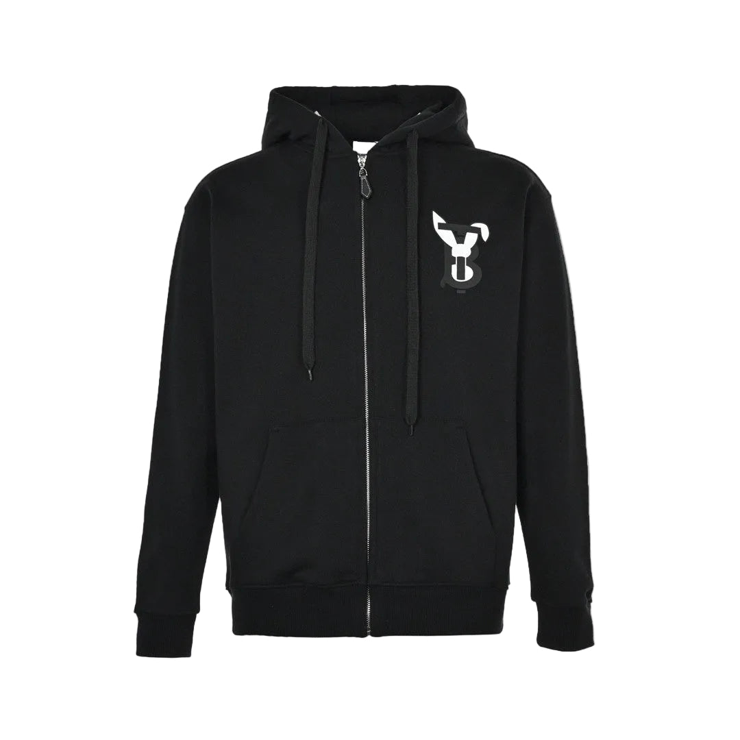 Burberry Zip-Up Rabbit Logo Print Hoodie "Black"