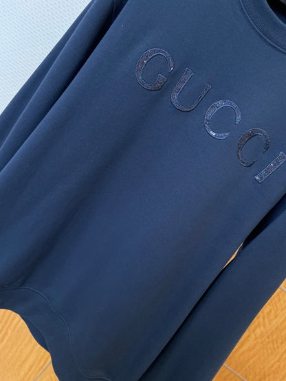 Gucci Cotton Jersey Sweatshirt with Embroidery "Navy Blue"