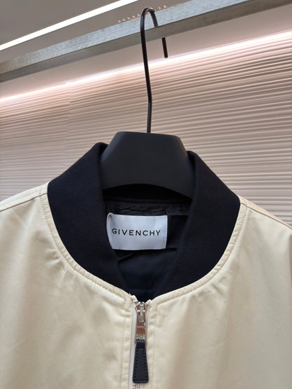 Givenchy Mix Material Blouson with Givenchy Paris Embroidery "Neutral-Black"