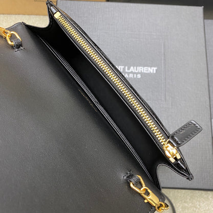 Saint Laurent Cassandre Envelope Chain Wallet in Patent Leather