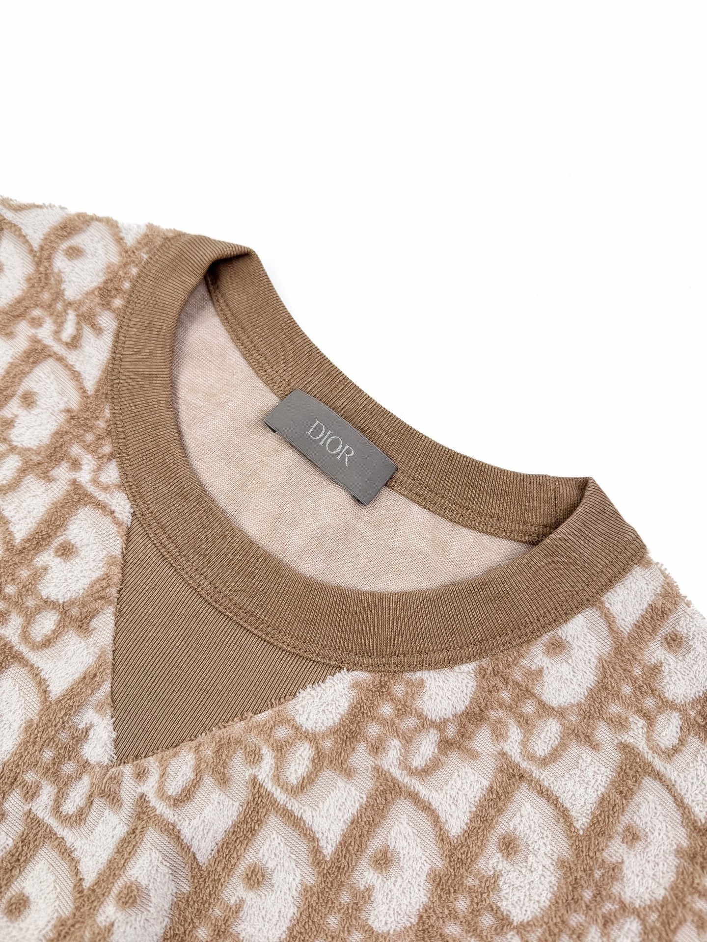 Dior Oblique T-Shirt "Beige Terry Cotton Jersey with Oblique Print"