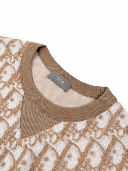 Dior Oblique T-Shirt "Beige Terry Cotton Jersey with Oblique Print"