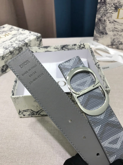 Dior CD Diamond 35mm Reversible CD Icon Belt "Gray"
