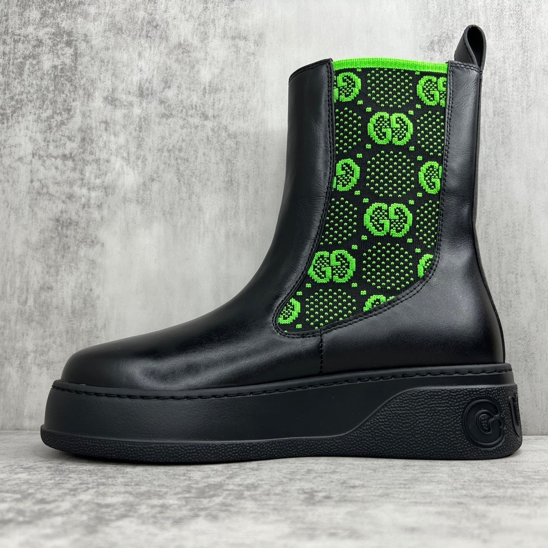 Gucci Leather Chelsea Boots "Green"