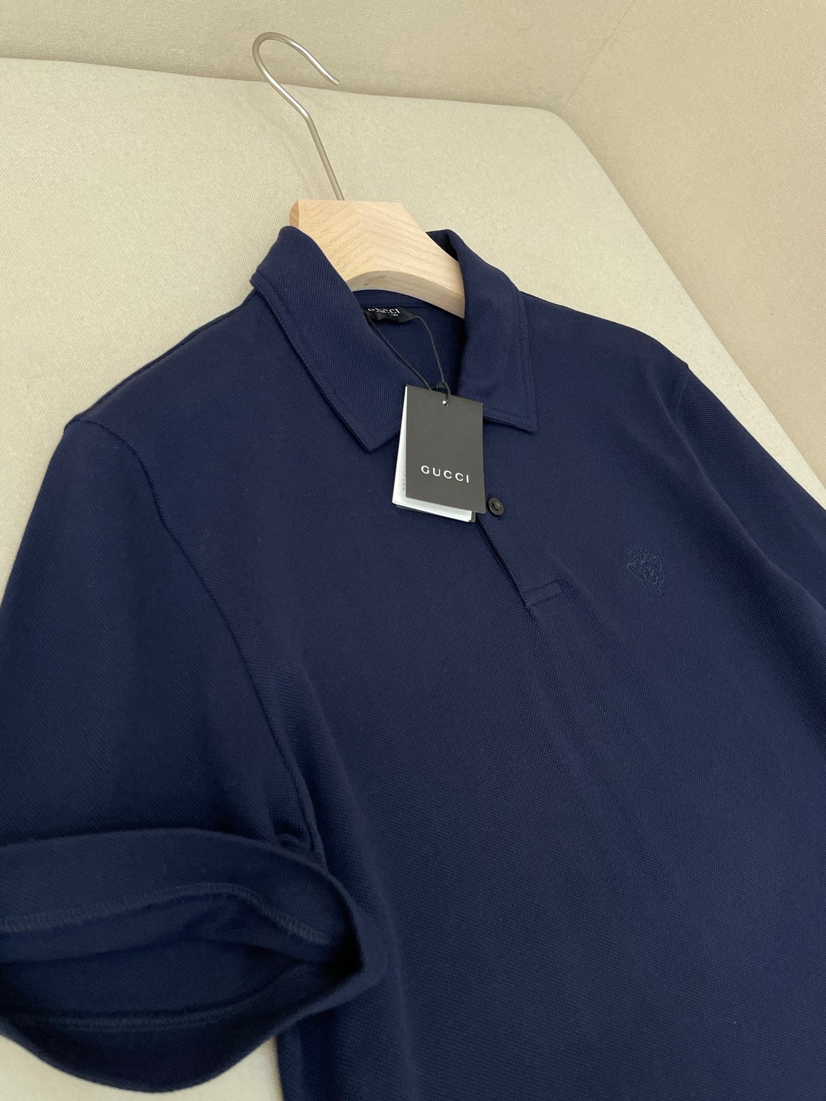 Gucci Cotton Piquet Polo Shirt with Embroidery "Navy"