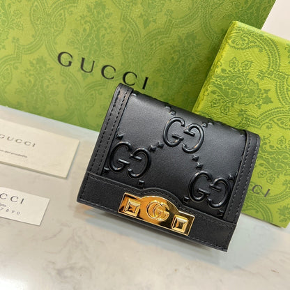 Gucci Wonka GG Monogram Embossed Card Case Wallet