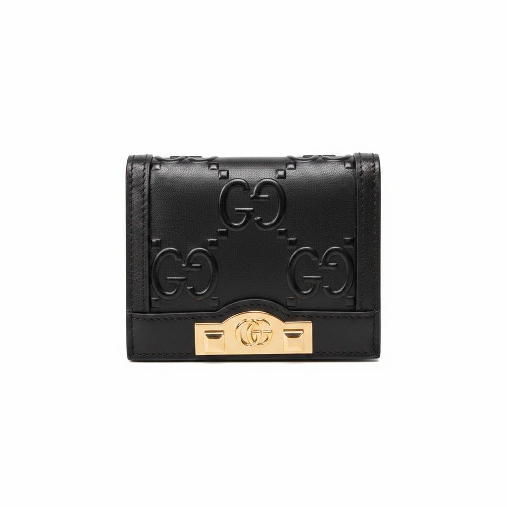 Gucci Wonka GG Monogram Embossed Card Case Wallet