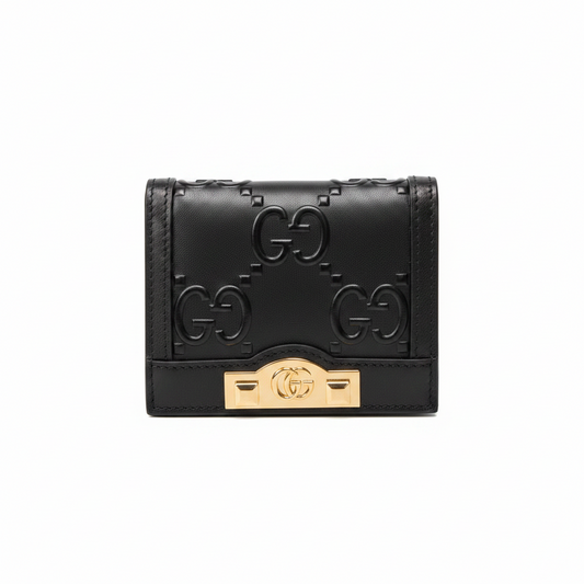 Gucci Wonka GG Monogram Embossed Card Case Wallet