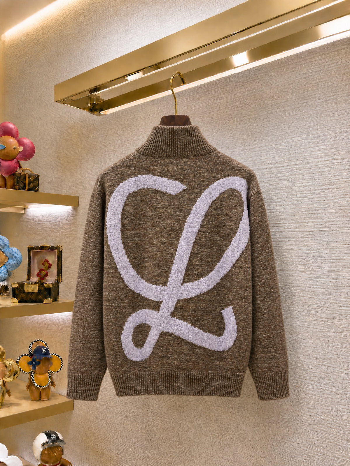 Loewe Zip-up Cardigan in Cotton, Linen and wool "Beige"