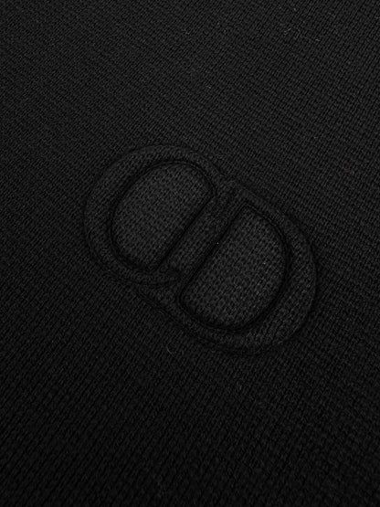 Dior CD Icon Zipped Sweater "Black Virgin Wool Punto Milano Knit"
