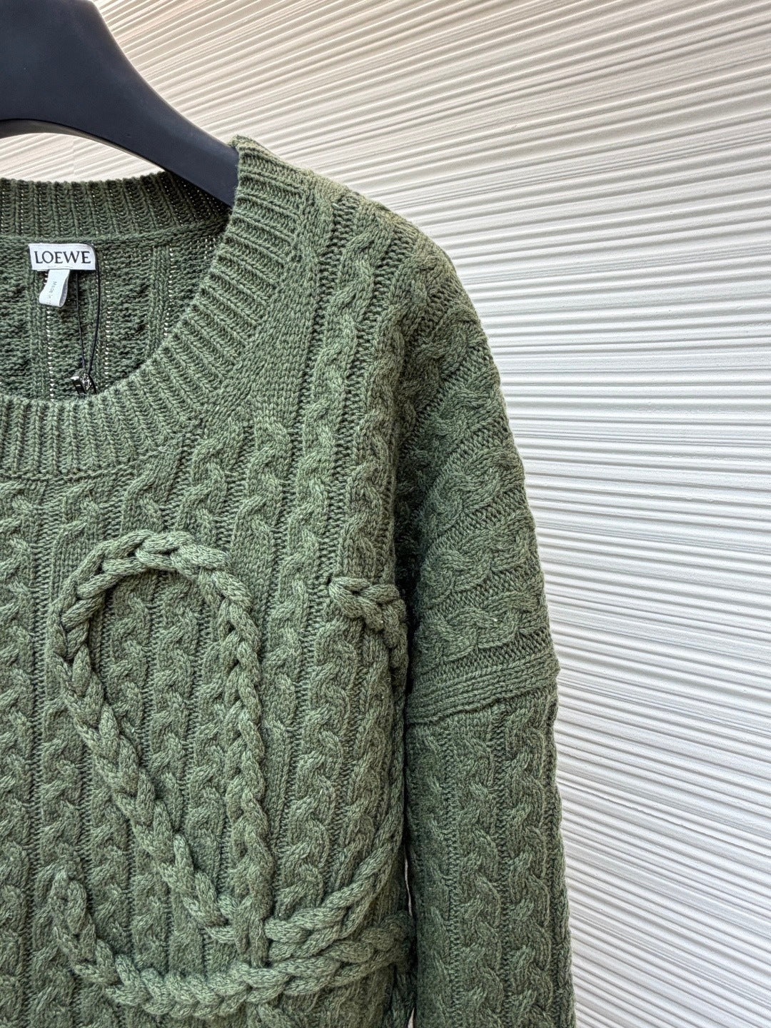 Loewe Cable Knitted Anagram Sweater "Green"
