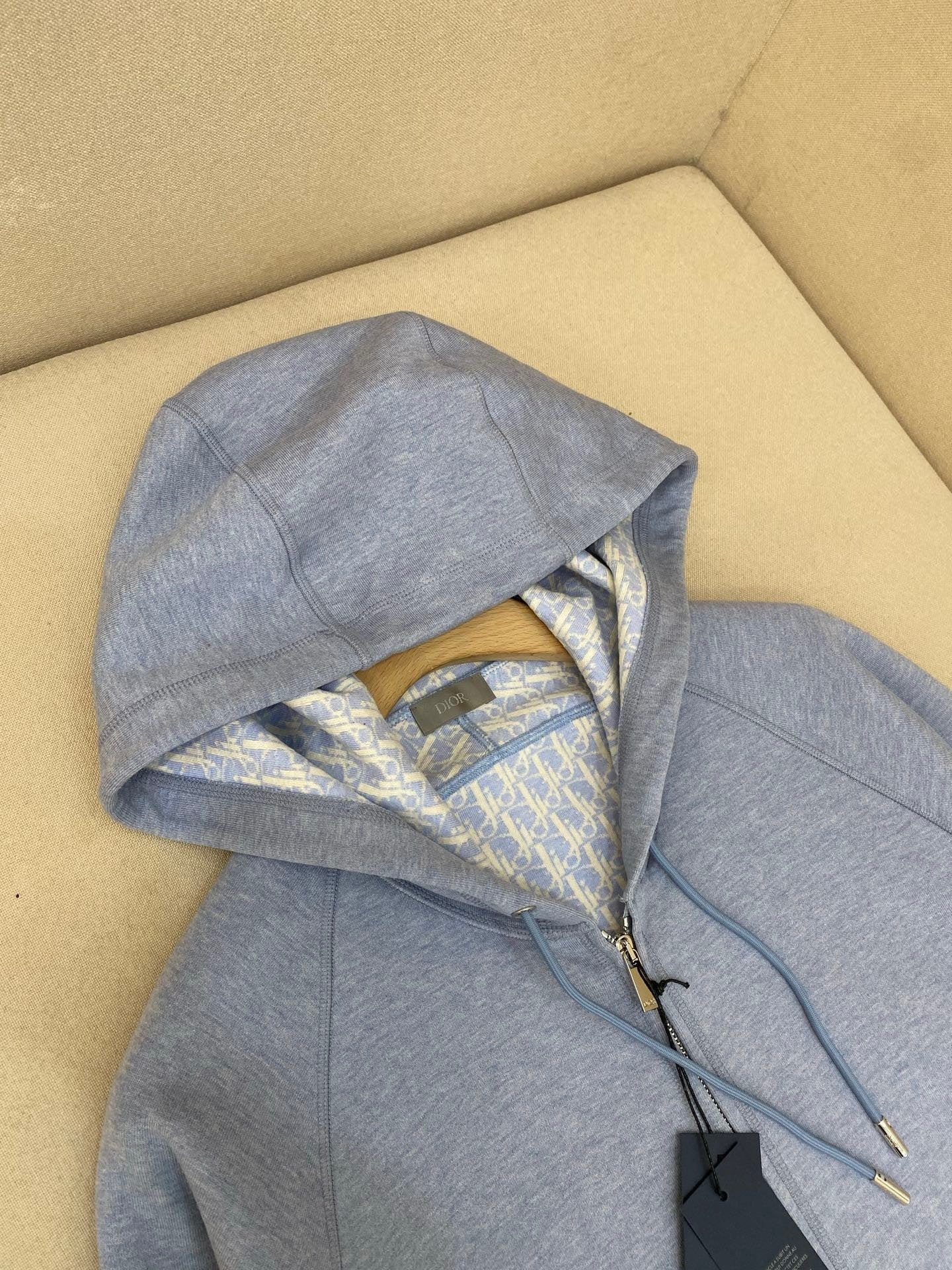 Dior Hooded Track Jacket "Gray Cotton and Cashmere Knit"