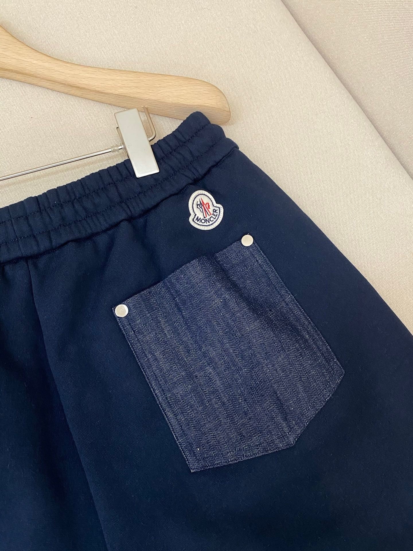 Moncler Cotton and Denim Shorts "Navy Blue"