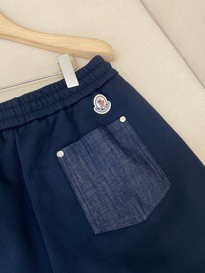 Moncler Cotton and Denim Shorts "Navy Blue"