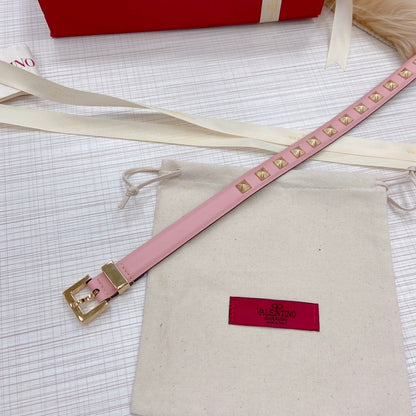 Valentino Rockstud 20mm Leather Belt "Pink"