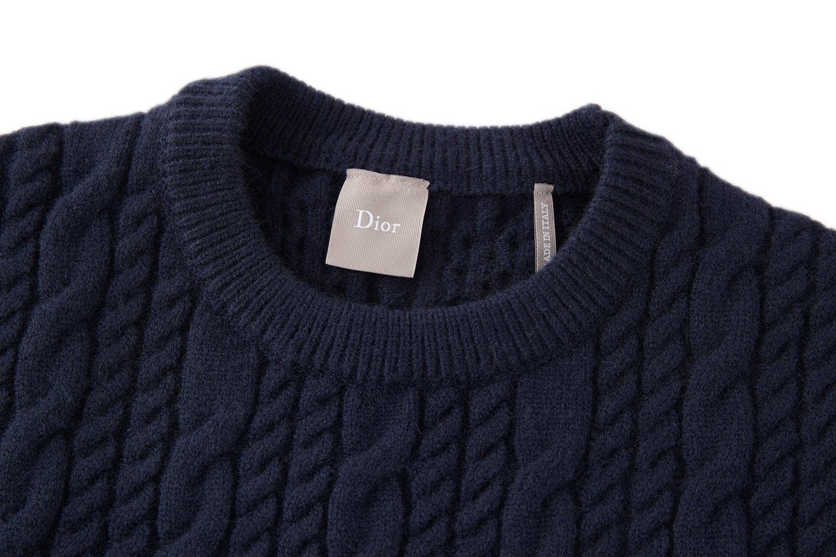Dior Cable-Knit Sweater "Blue Cashmere Knit"