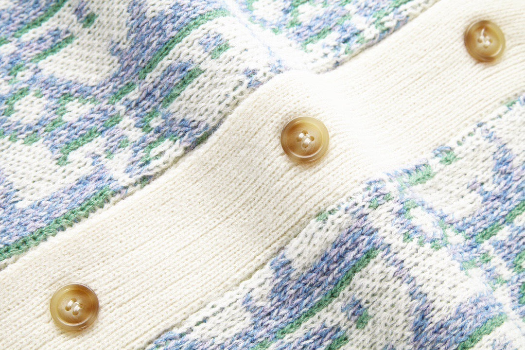 Dior Oblique Cardigan "White and Blue Virgin Wool Jacquard"