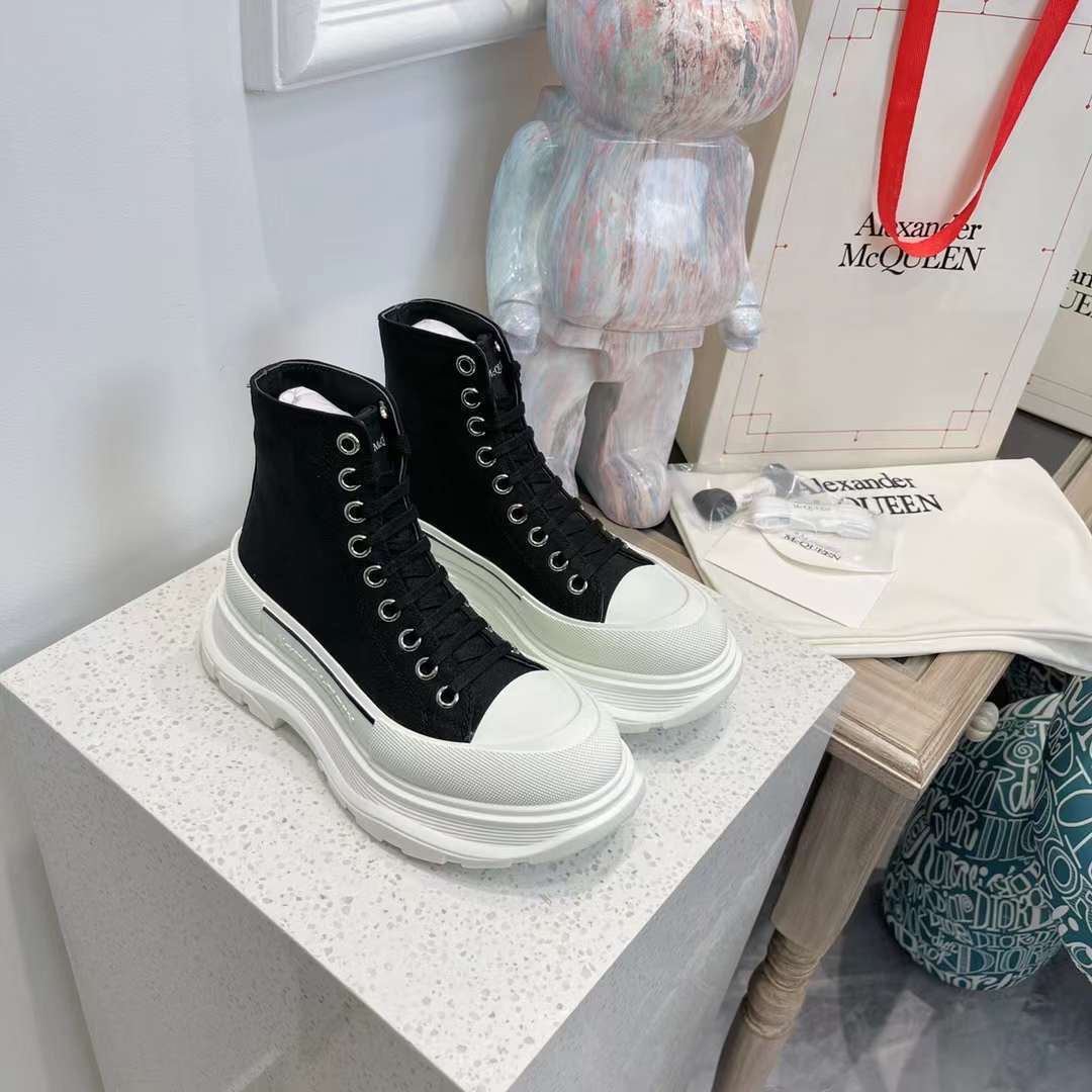 Alexander McQueen Canvas Tread Slick "Black-White"