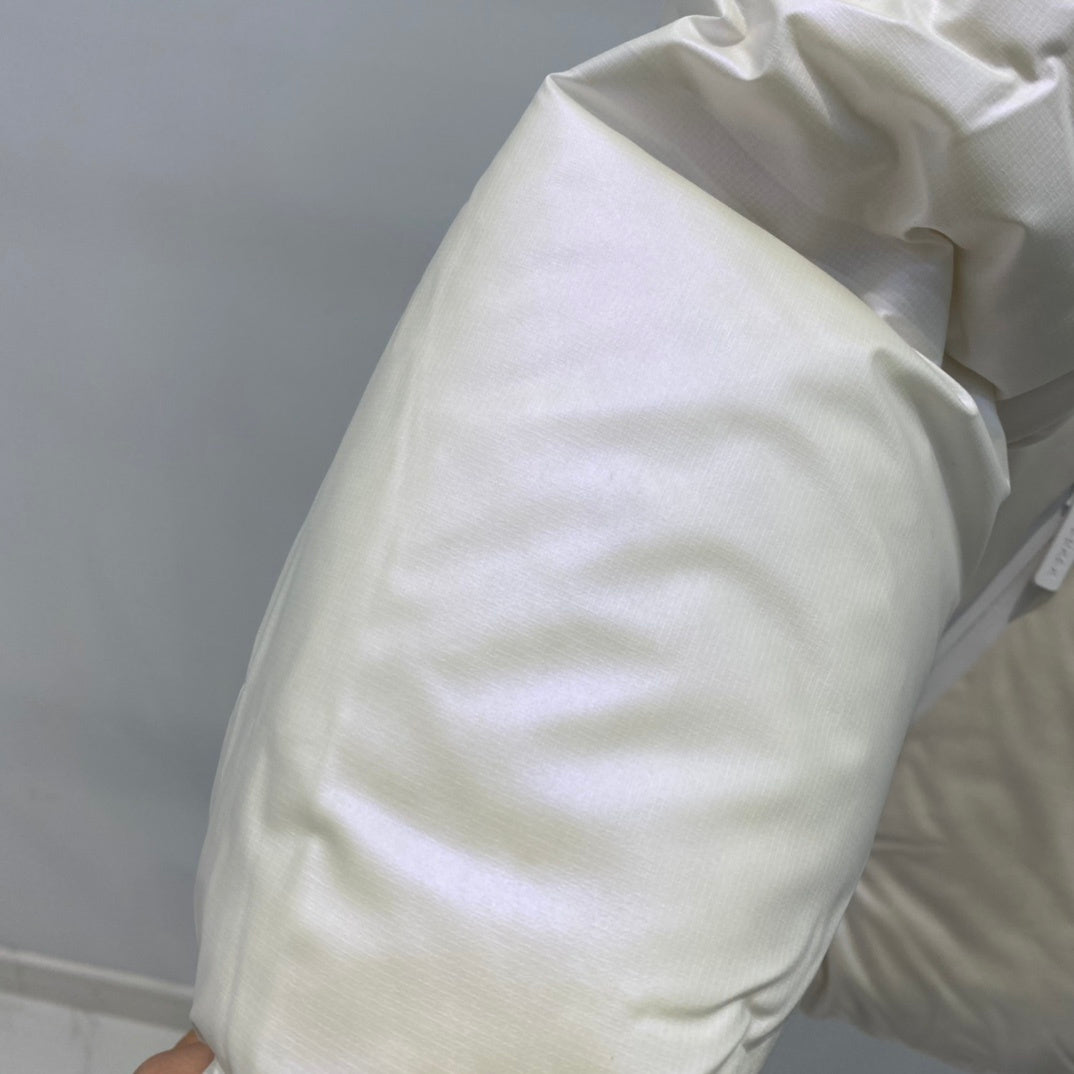 Prada Cropped Technical Re-Nylon Down Jacket "White"