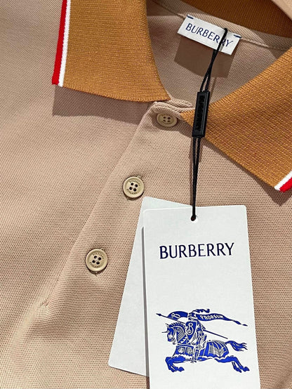 Burberry Logo Collar Cotton Polo Shirt "Flax Beige"