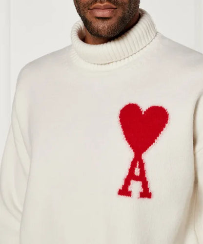 AMI Paris Ami De Coeur Turtleneck Sweater "White"