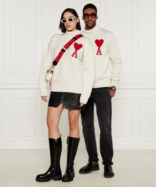 AMI Paris Ami De Coeur Turtleneck Sweater "White"