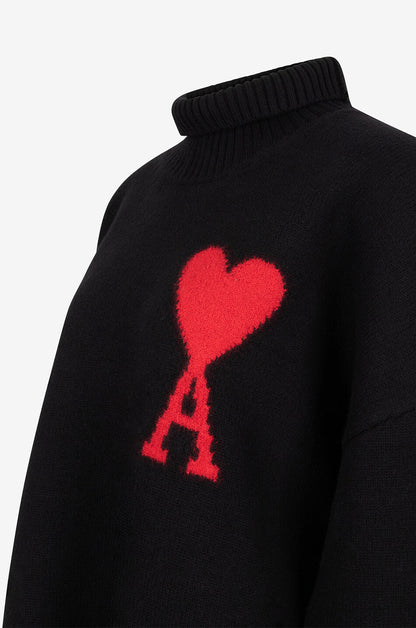 AMI Paris Ami De Coeur Turtleneck Sweater "Black"
