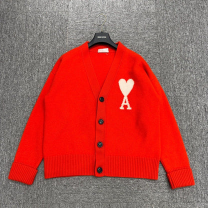 AMI Paris Ami De Coeur Cardigan "Red"