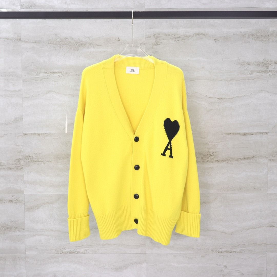 AMI Paris Ami De Coeur Cardigan "Yellow"