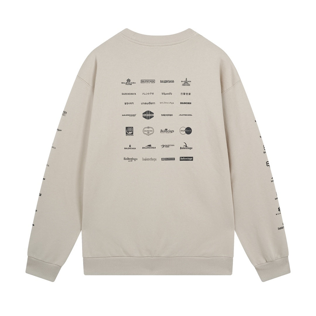 Balenciaga Archive Multi Logo Sweatshirt "Beige-Black"