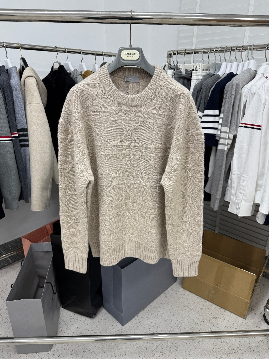 Dior Icons Cannage Sweater "Beige Cashmere Knit"