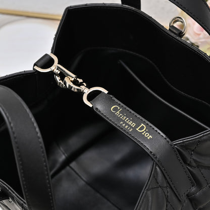 Dior Small Dior Toujours Vertical Tote Bag "Black Macrocannage Calfskin"